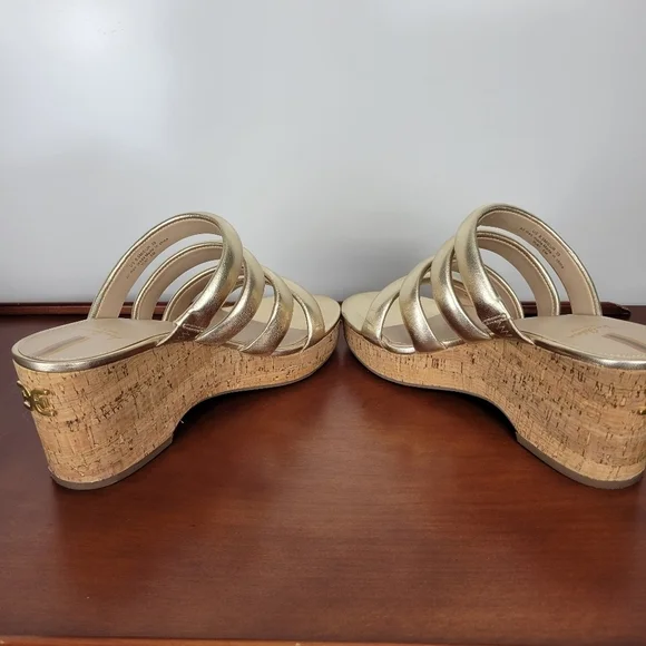Sam Edelman Women's Yuki Em Gold Platform Wedge Shoes Size 8.5 - Picture 5 of 10